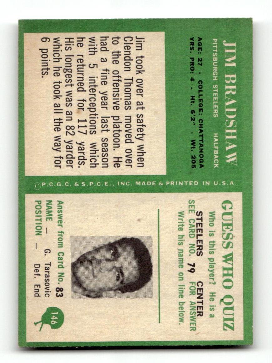 1966 Philadelphia #146 Jim Bradshaw Steelers VGEX CS26018910