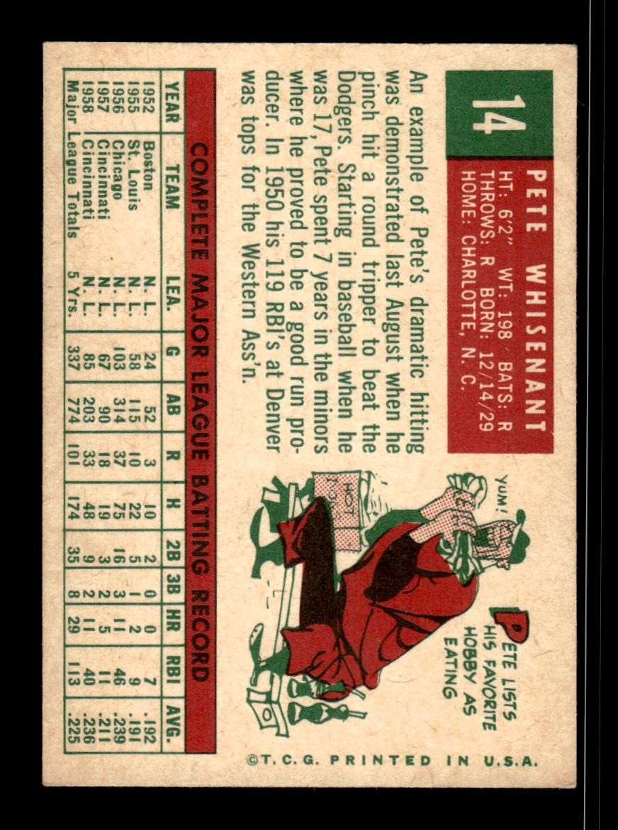 1959 Topps #14 Pete Whisenant Redlegs VGEX CS26018914
