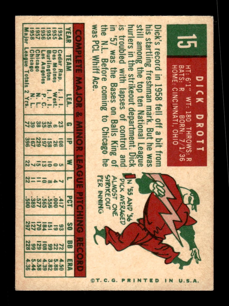 1959 Topps #15 Dick Drott Cubs VGEX CS26018916