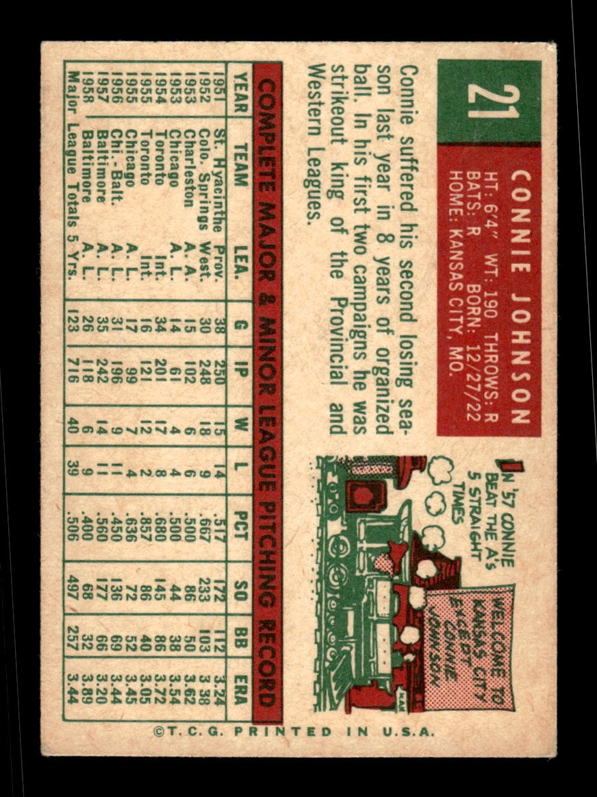 1959 Topps #21 Connie Johnson Orioles VGEX CS26018919