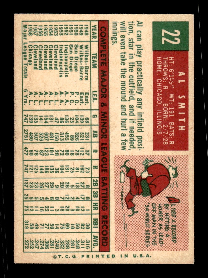 1959 Topps #22 Al Smith White Sox VGEX CS26018921