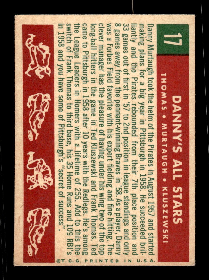 1959 Topps #17 Danny's All Stars Ted Kluszewski Pirates VGEX CS26018925