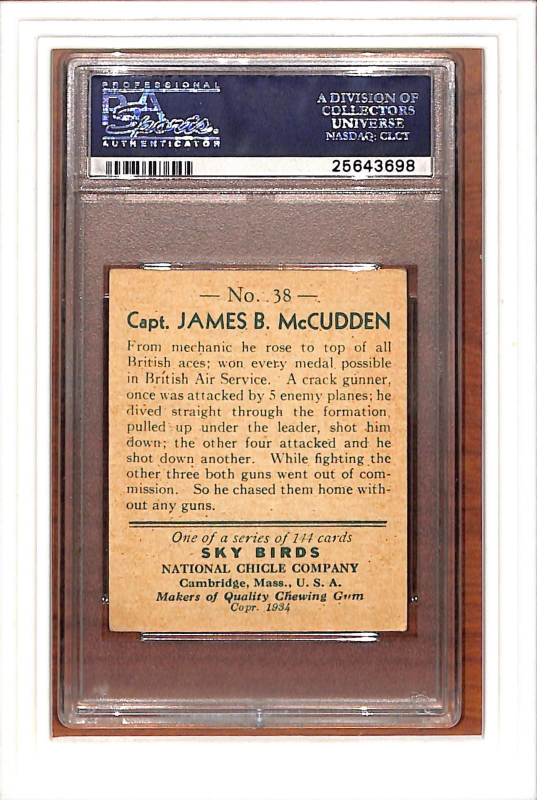 1934 National Chicle Sky Birds #38 Cap. James Mccudden Sky Birds PSA 5