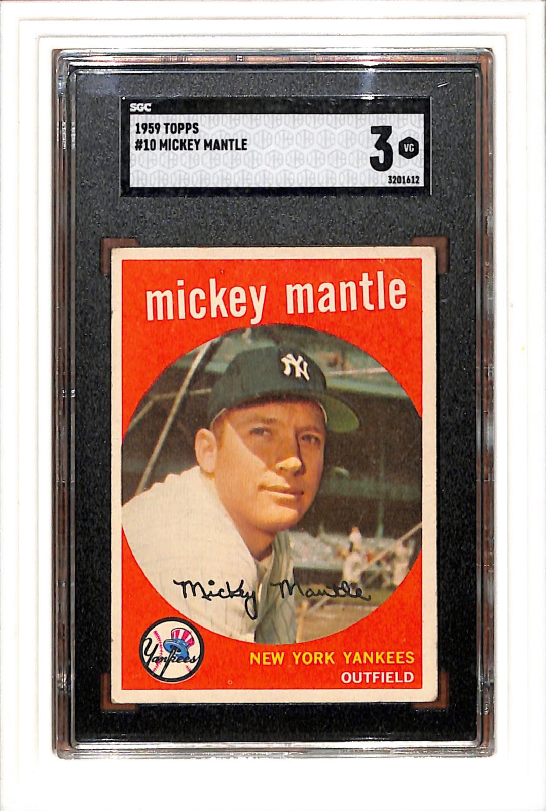 1959 Topps #10 Mickey Mantle SGC 3 SN 3201612