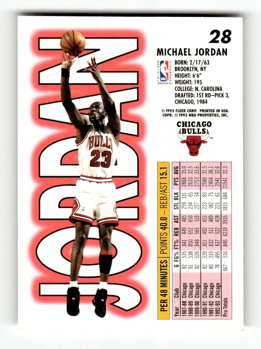 1993-94 Fleer #28 Michael Jordan Bulls EXMT CS26019121