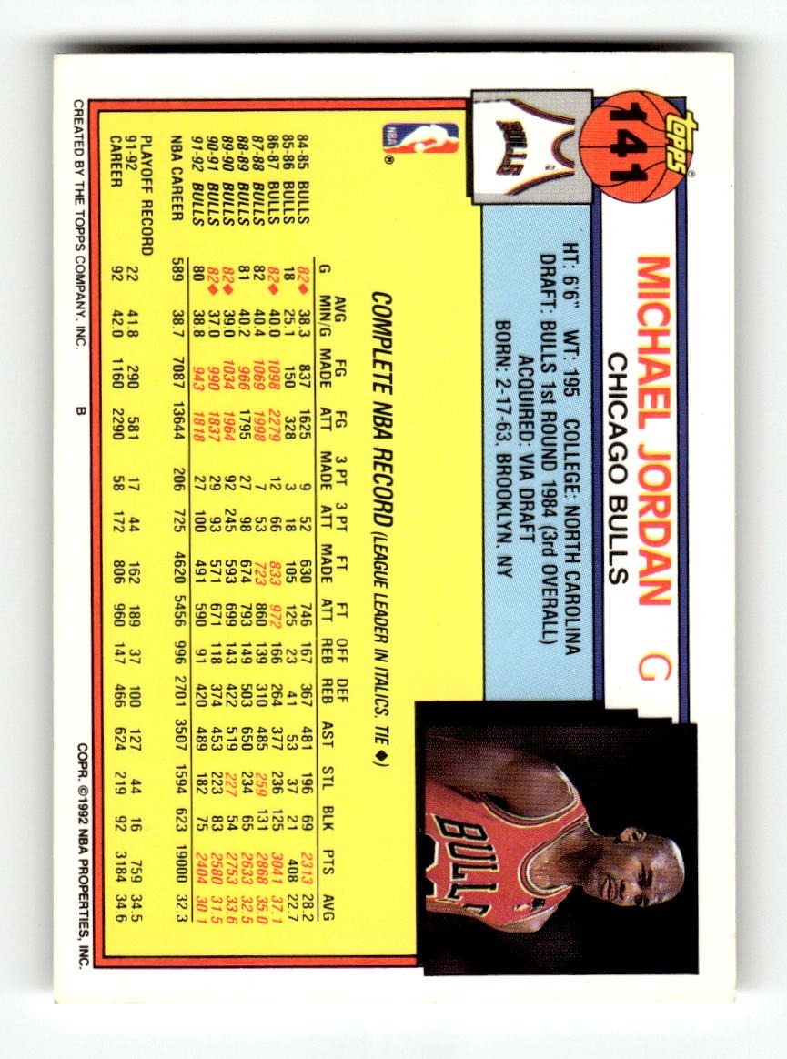 1992-93 Topps #141 Michael Jordan Bulls EXMT CS26019156