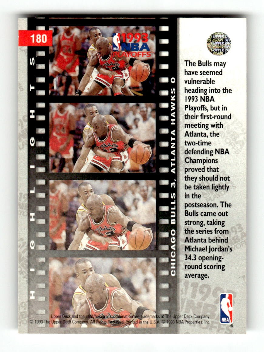 1993-94 Upper Deck #180 First Round: Bulls 3, Hawks 0 EXMT CS26019164