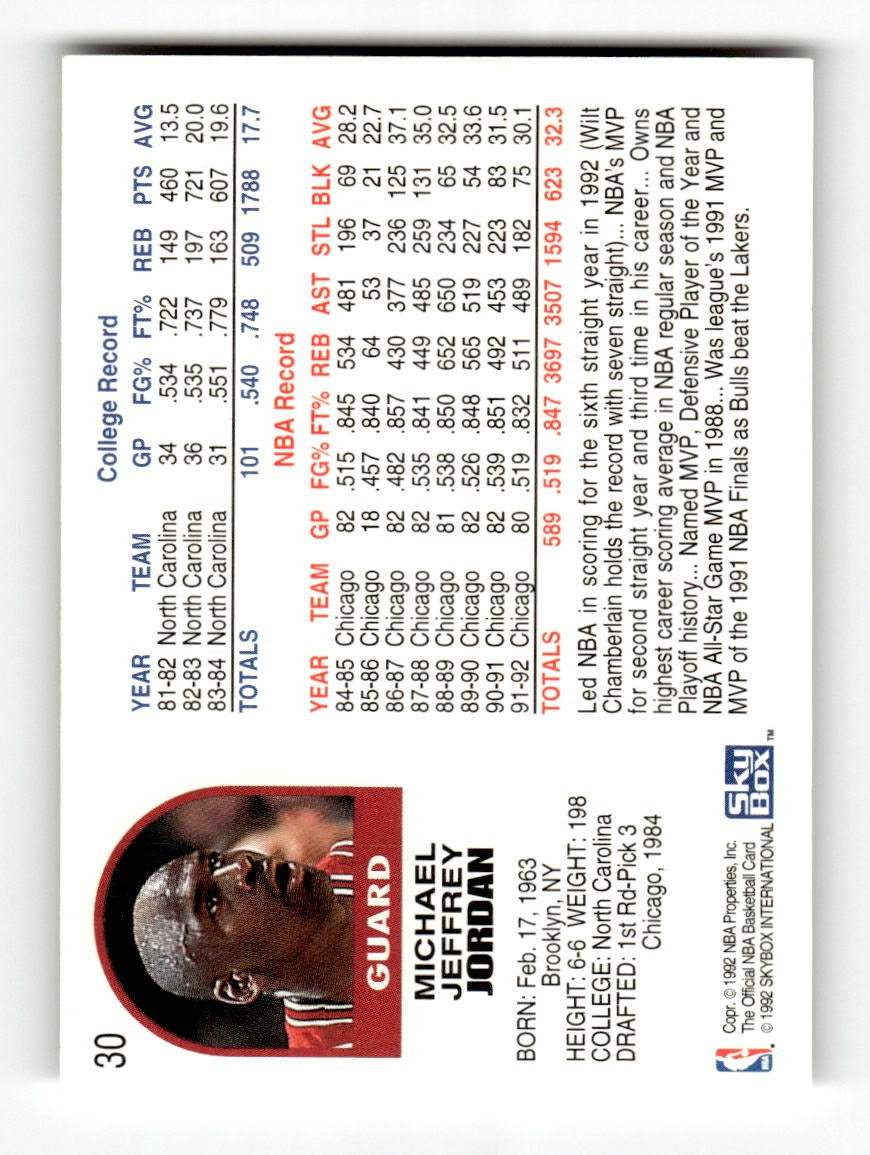 1992-93 Hoops #30 Michael Jordan Bulls EXMT CS26019185