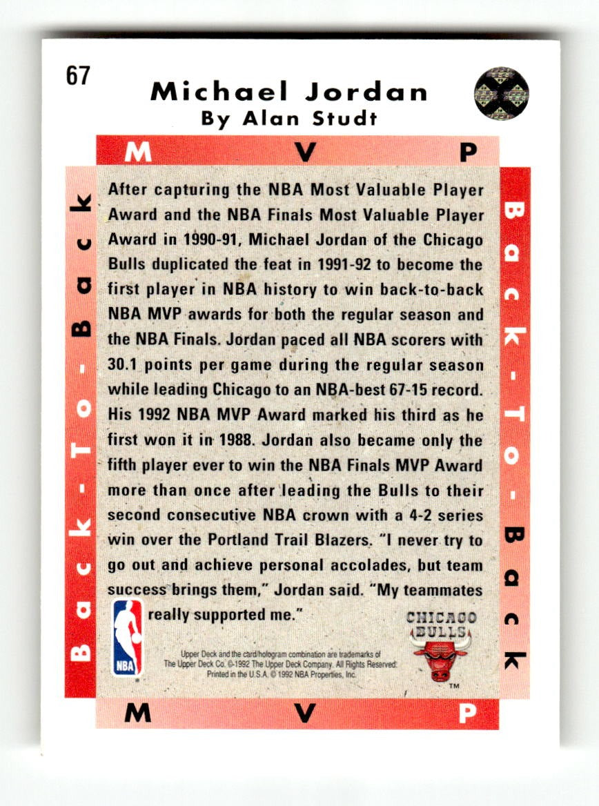 1992-93 Upper Deck #67 Michael Jordan Bulls EXMT CS26019188