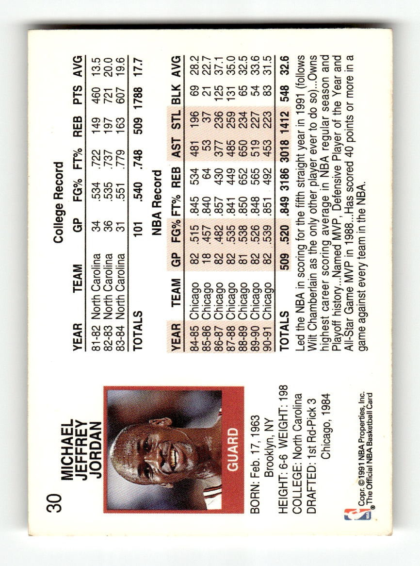 1991-92 Hoops #30 Michael Jordan Bulls EXMT CS26019207