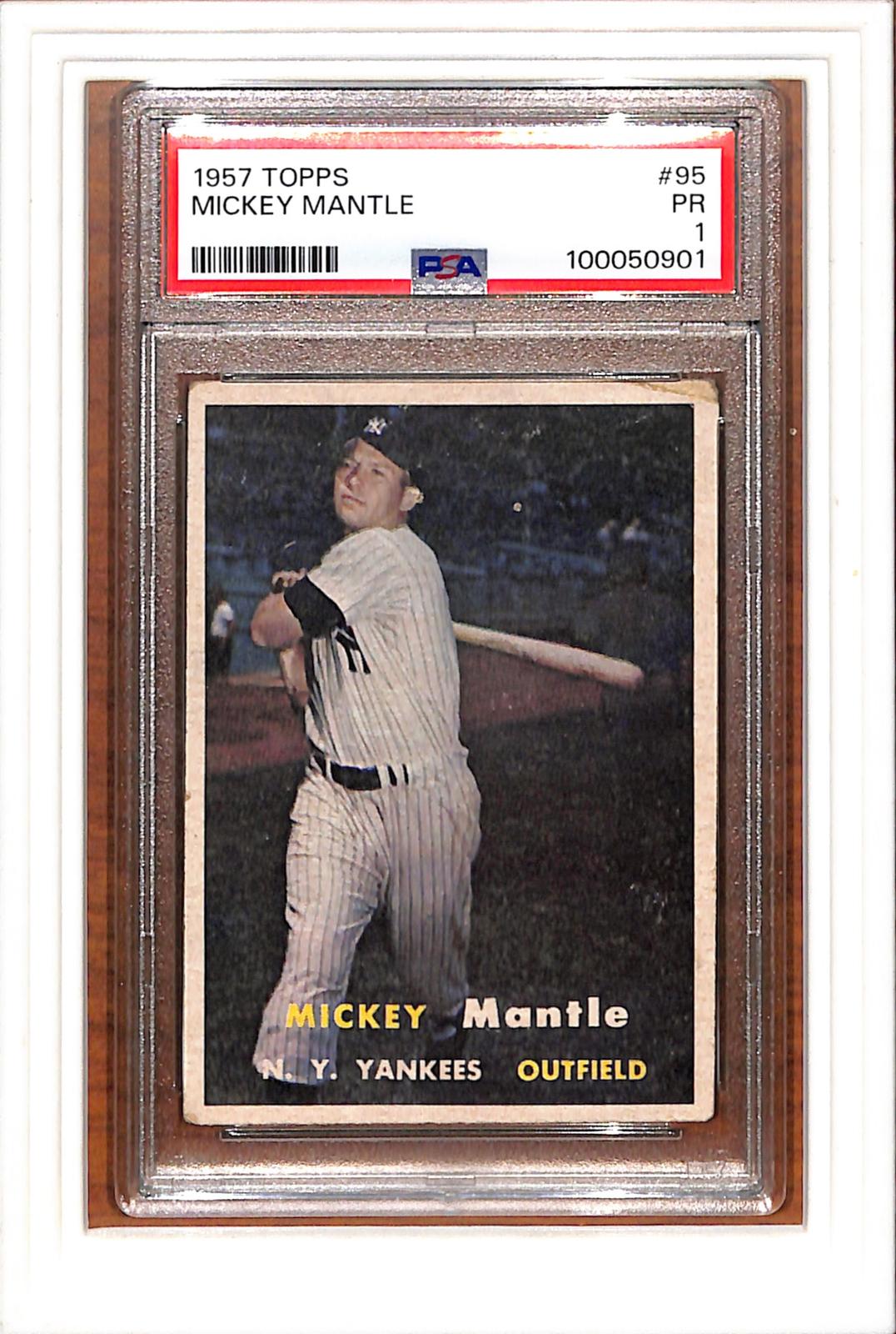 1957 Topps #95 Mickey Mantle PSA 1 SN 100050901