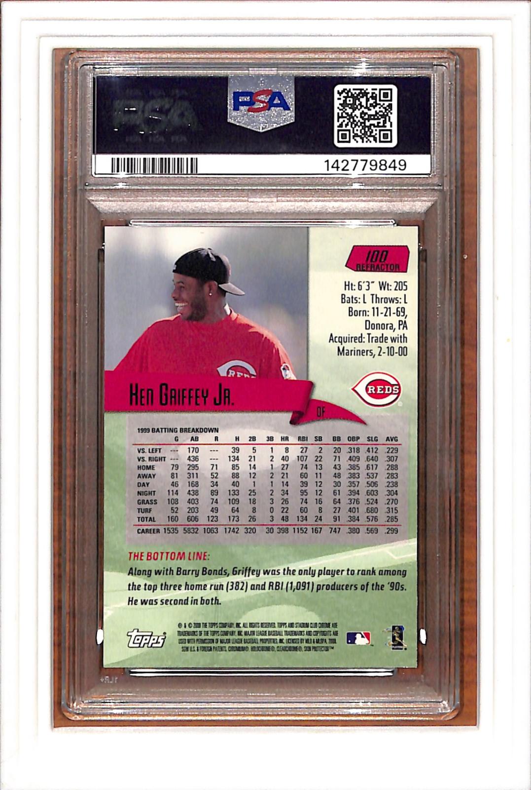 2000 Stadium Club Chrome #100 Ken Griffey Jr. Refractor PSA 8 SN 142779849