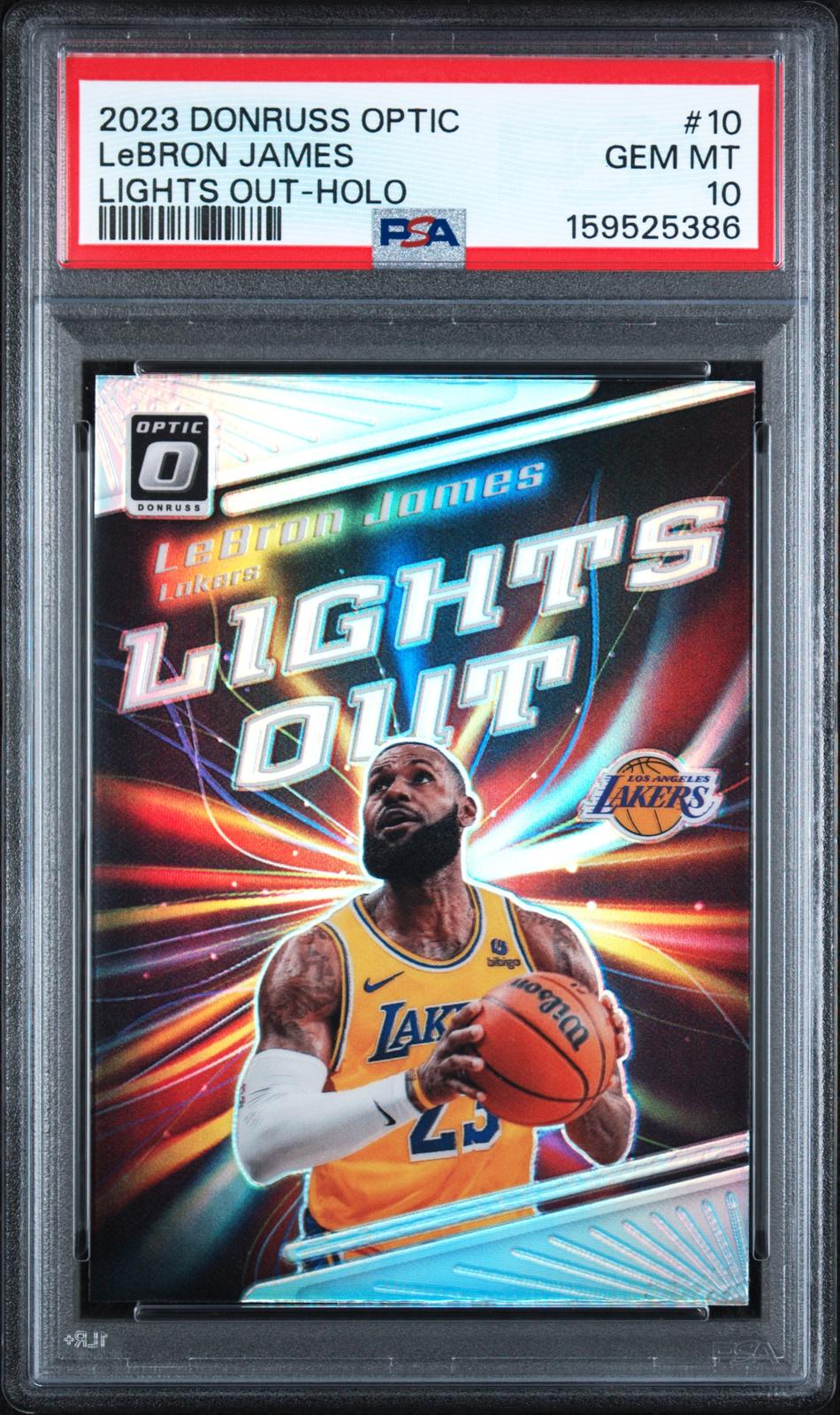 2023 Panini Optic Lights Out Lebron James Lights Out-Holo PSA 10 SN 159525386