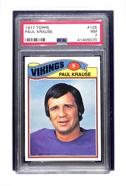 1977 Topps #125 Paul Krause VIKINGS HOF PSA 7