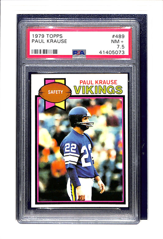 1979 Topps #489 Paul Krause VIKINGS HOF PSA 7.5