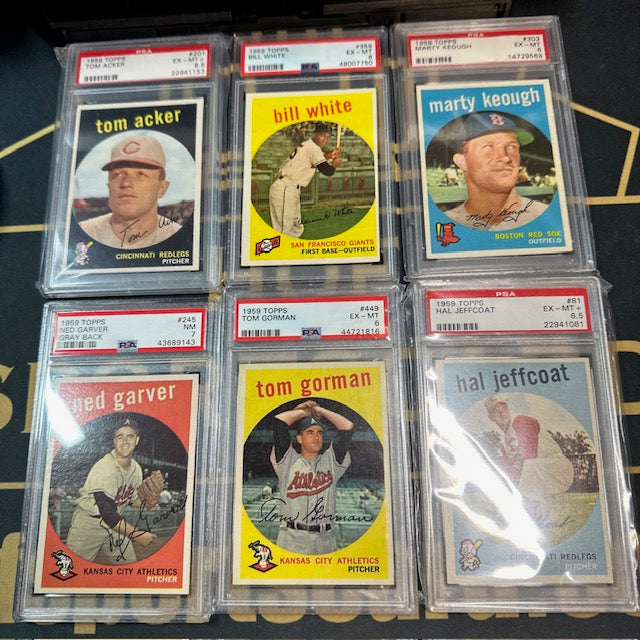 1959 Topps PSA Lot (6) Acker White Keough Garver Gorman Jeffcoat