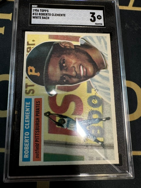 1956 Topps #33 Roberto Clemente White Back SGC 3 SN 7845958