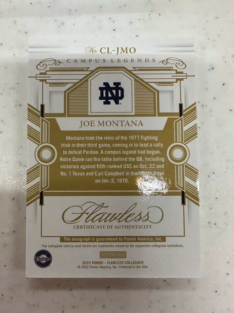 2022 Panini Flawless Collegiate #CL-JMO Joe Montana #ED 3/10 NMT CS26017865