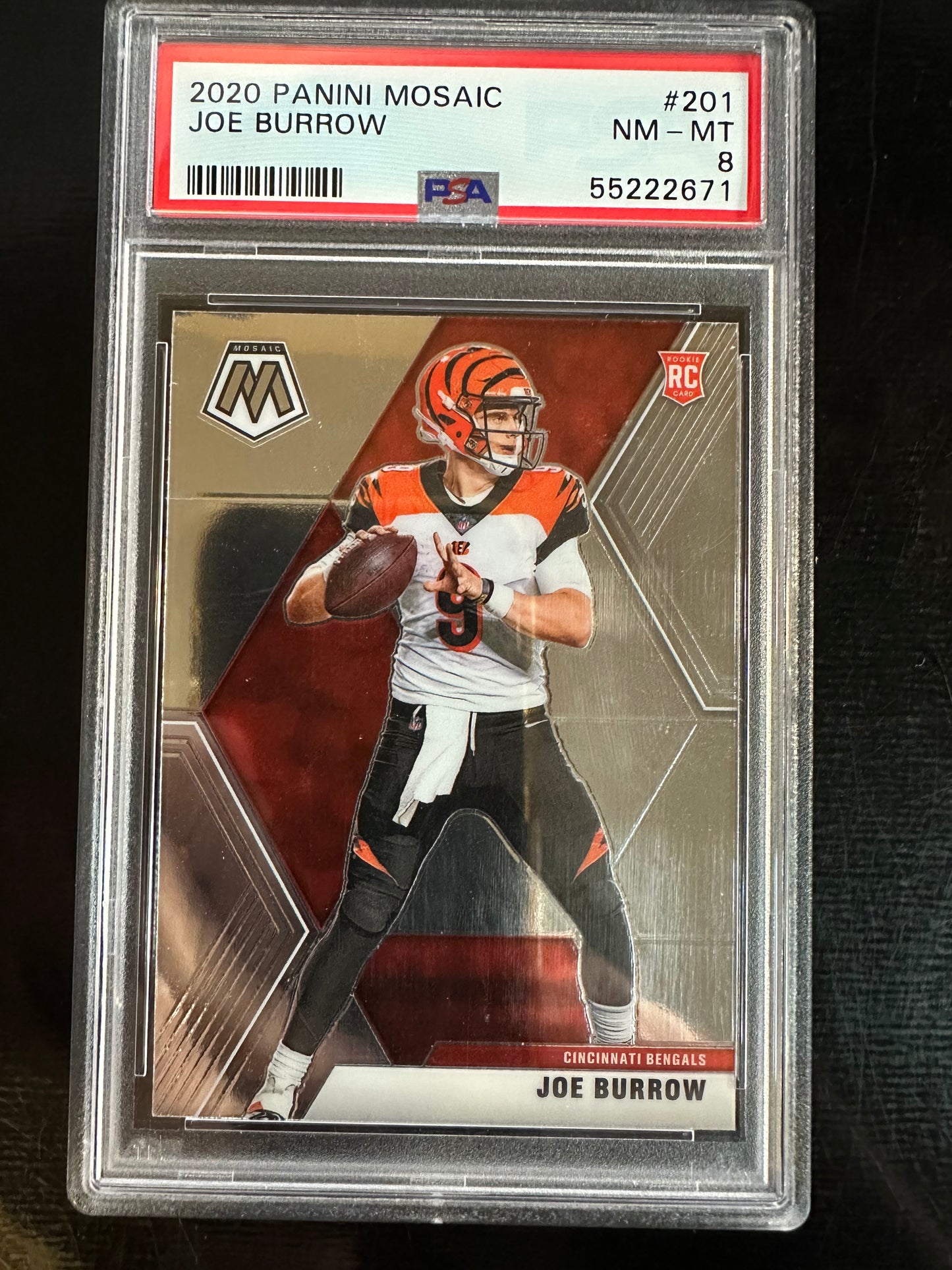 2020 Panini Mosaic #201 Joe Burrow RC PSA 8