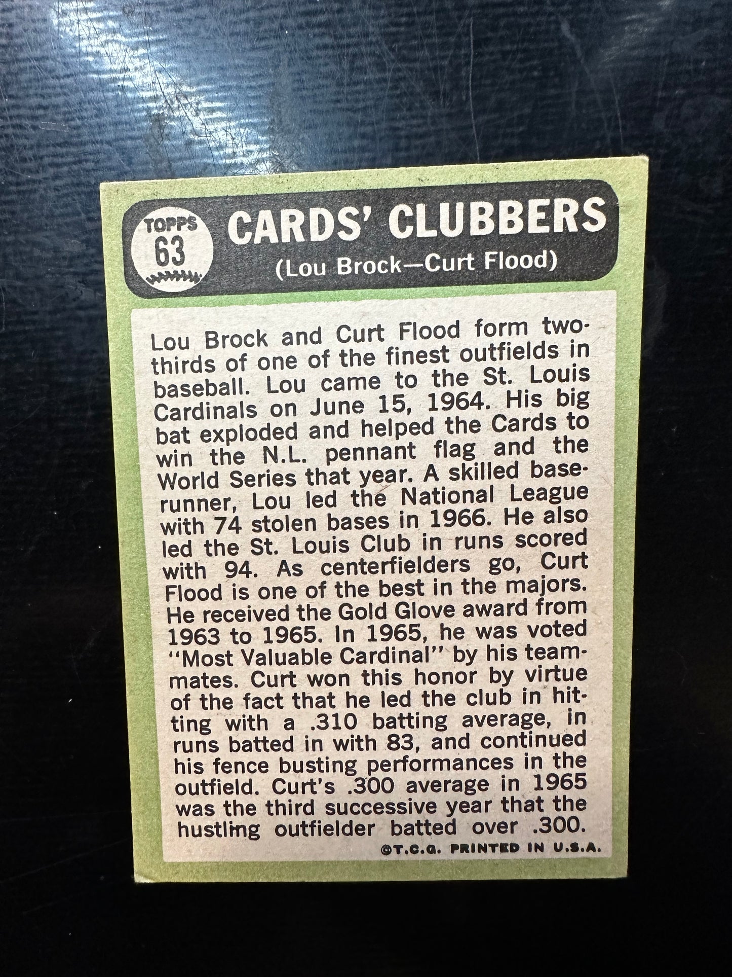 1967 Topps #63 Lou Brock Curt Flood EX