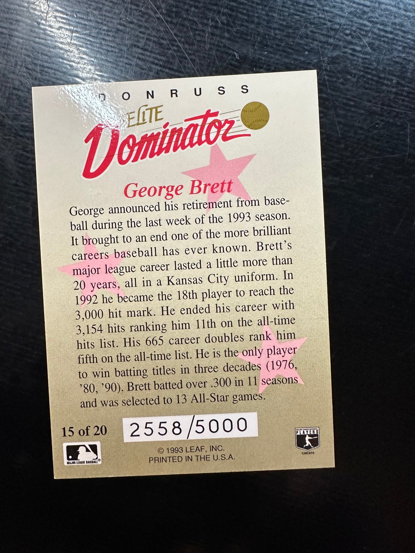 1993 Donruss Elite Dominator #15 George Brett 2558/5000 MT