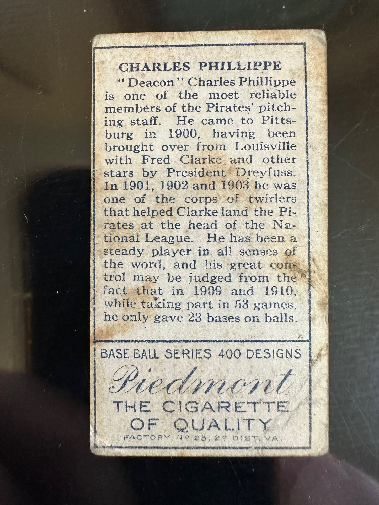 1911 T205 Gold Border Piedmont Charles Phillippe Pittsburgh Nationals