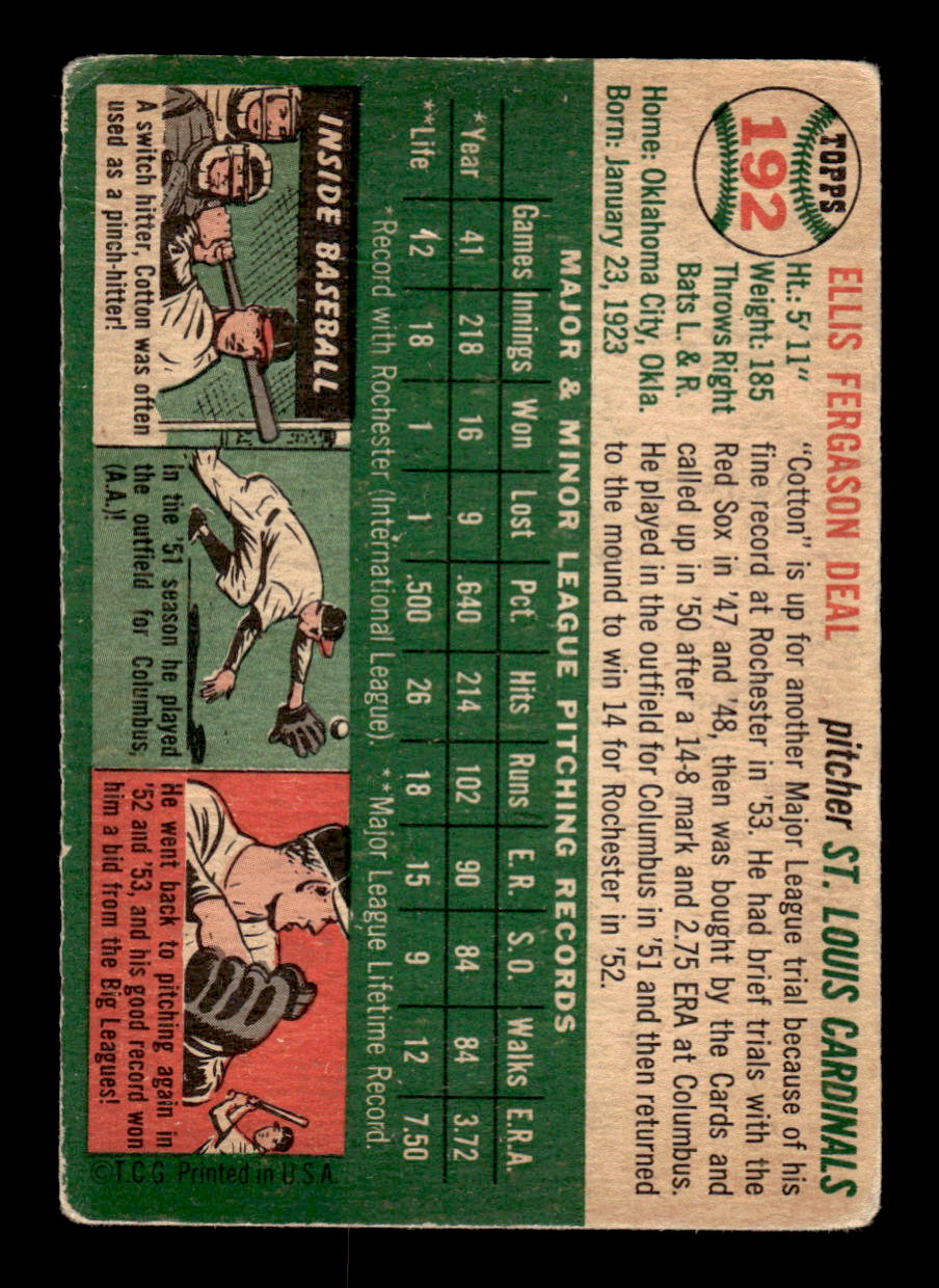 1954 Topps #192 Cot Deal - St. Louis Cardinals G