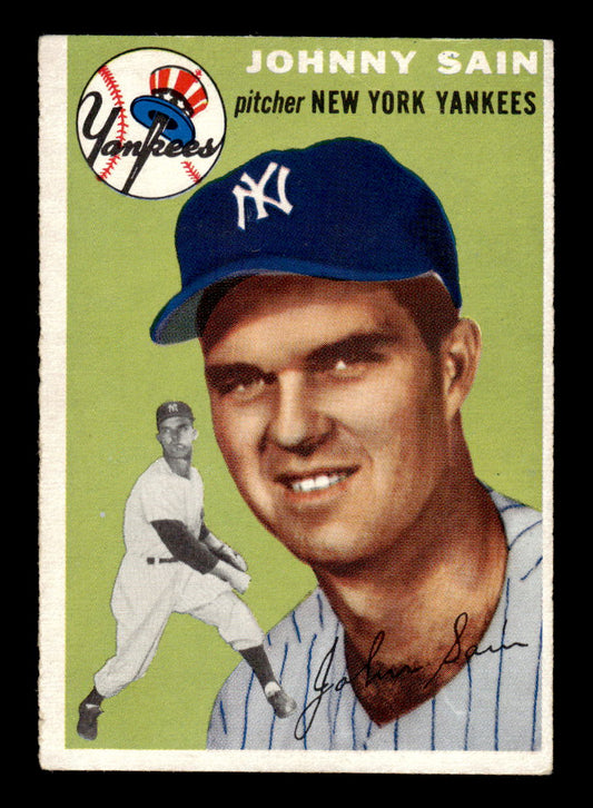 1954 Topps #205 Johnny Sain - New York Yankees VGEX
