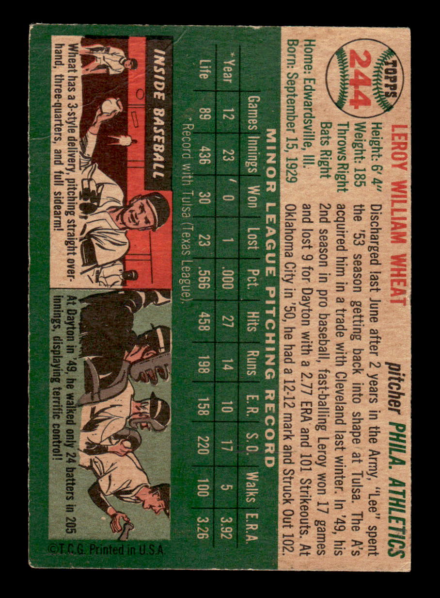 1954 Topps #244 Leroy Wheat - Philadelphia Athletics RC F/G - CREASE