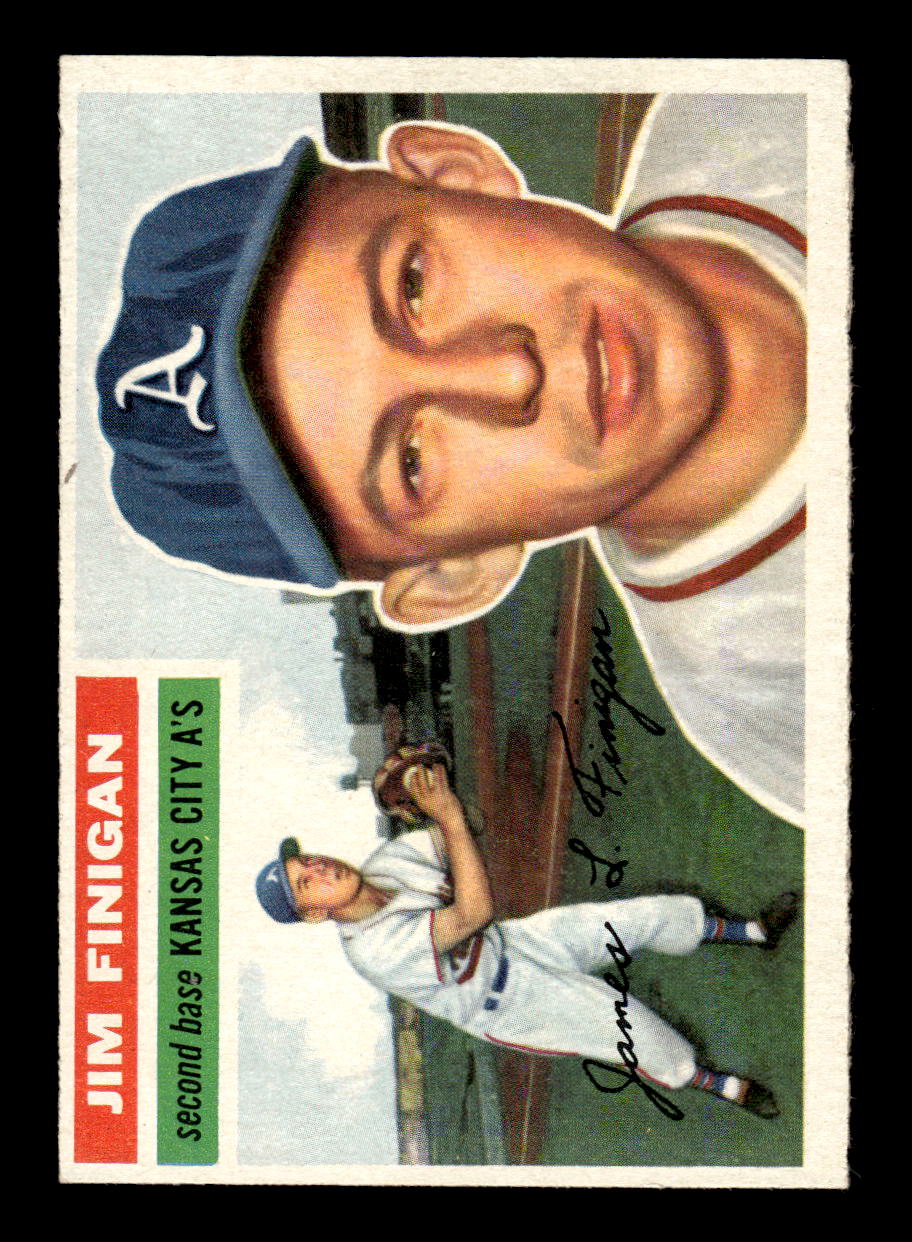 1956 Topps #22 Jim Finigan - Kansas City Athletics VGEX Gray Back