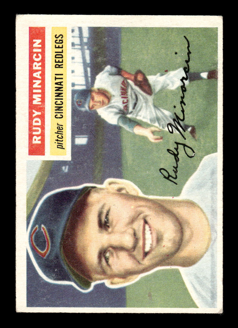 1956 Topps #36 Rudy Minarcin - Cincinnati Reds EX White Back
