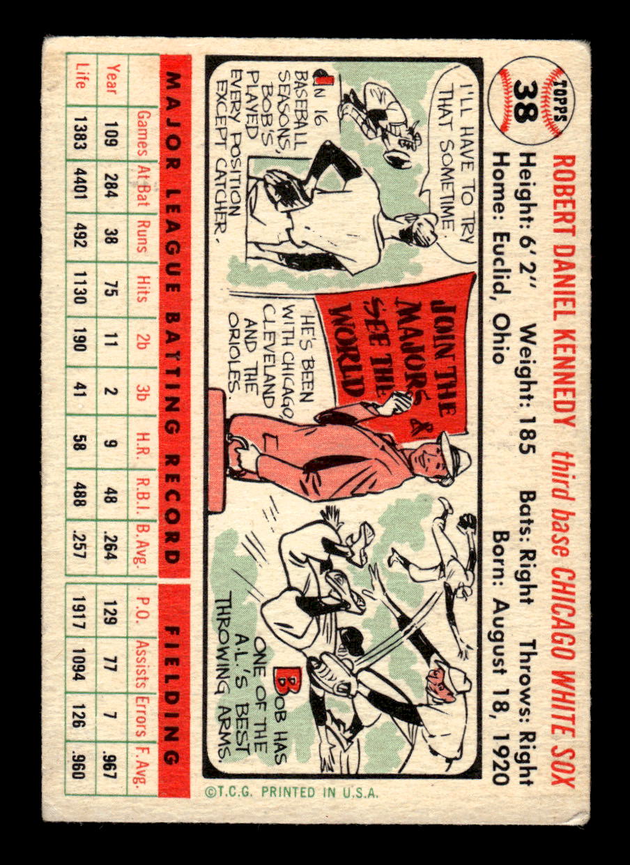 1956 Topps #38 Bob Kennedy - Chicago White Sox VGEX White Back