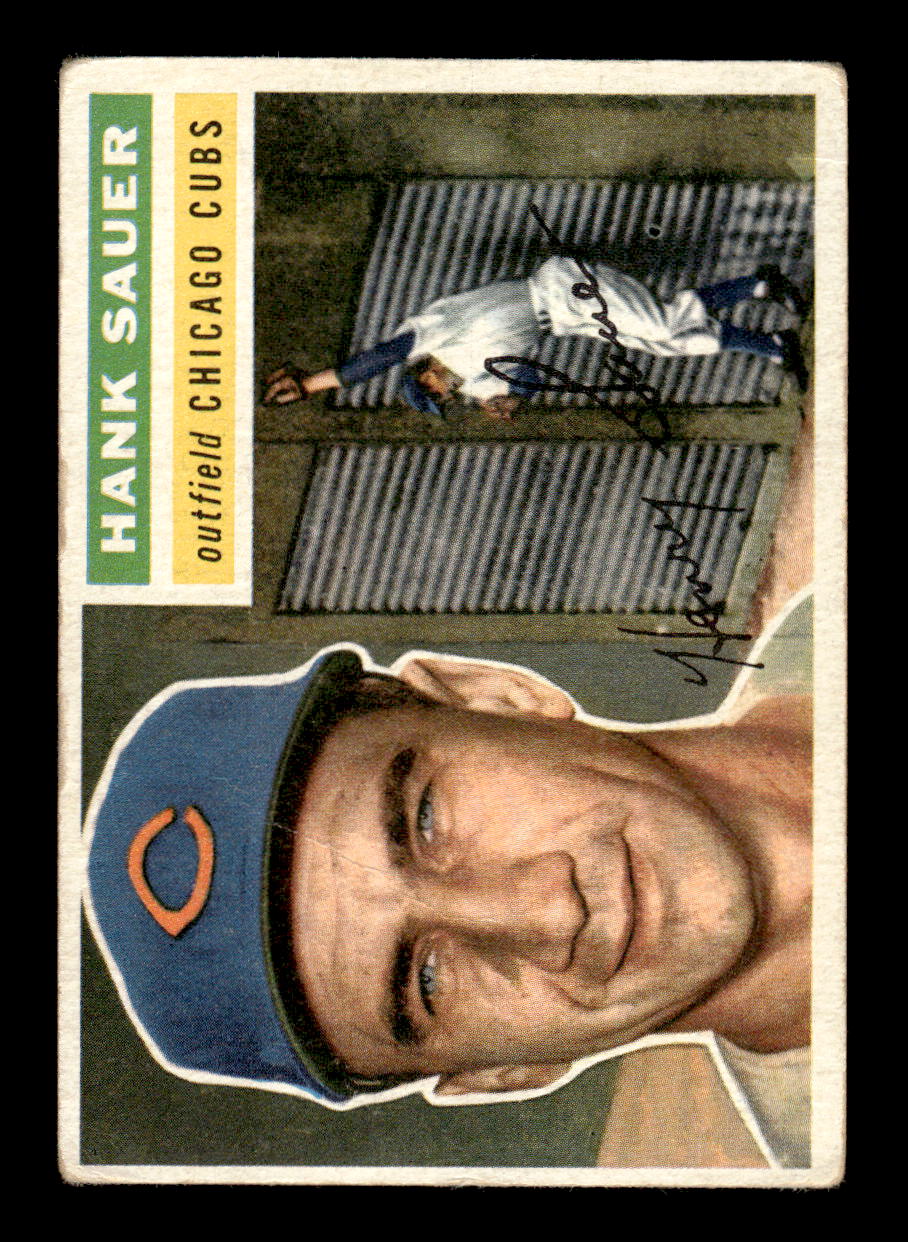 1956 Topps #41 Hank Sauer - Chicago Cubs VG White Back