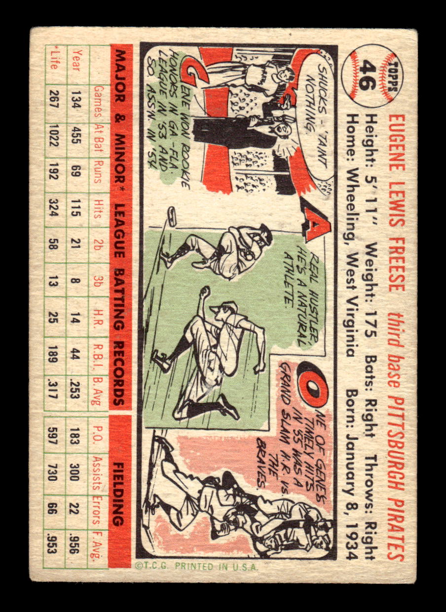 1956 Topps #46 Gene Freese - Pittsburgh Pirates DP VGEX White Back