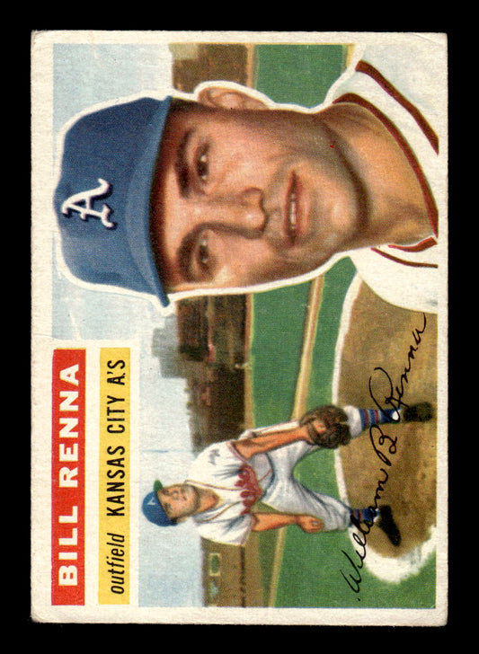 1956 Topps #82 Bill Renna  - Kansas City Athletics DP VGEX White Back
