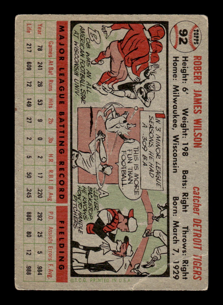 1956 Topps #92 Red Wilson - Detroit Tigers G/VG Gray Back