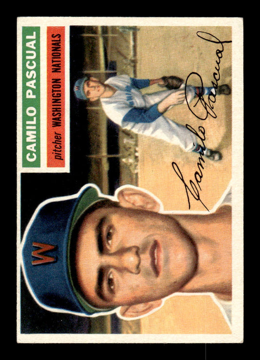 1956 Topps #98 Camilo Pascual - Washington Senators EX White Back