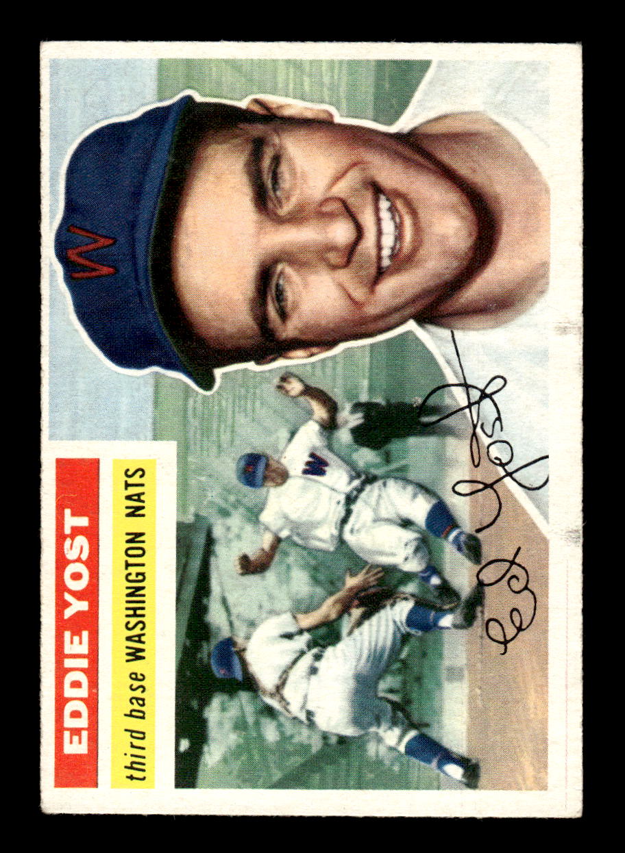 1956 Topps #128 Eddie Yost - Washington Senators EX Gray Back