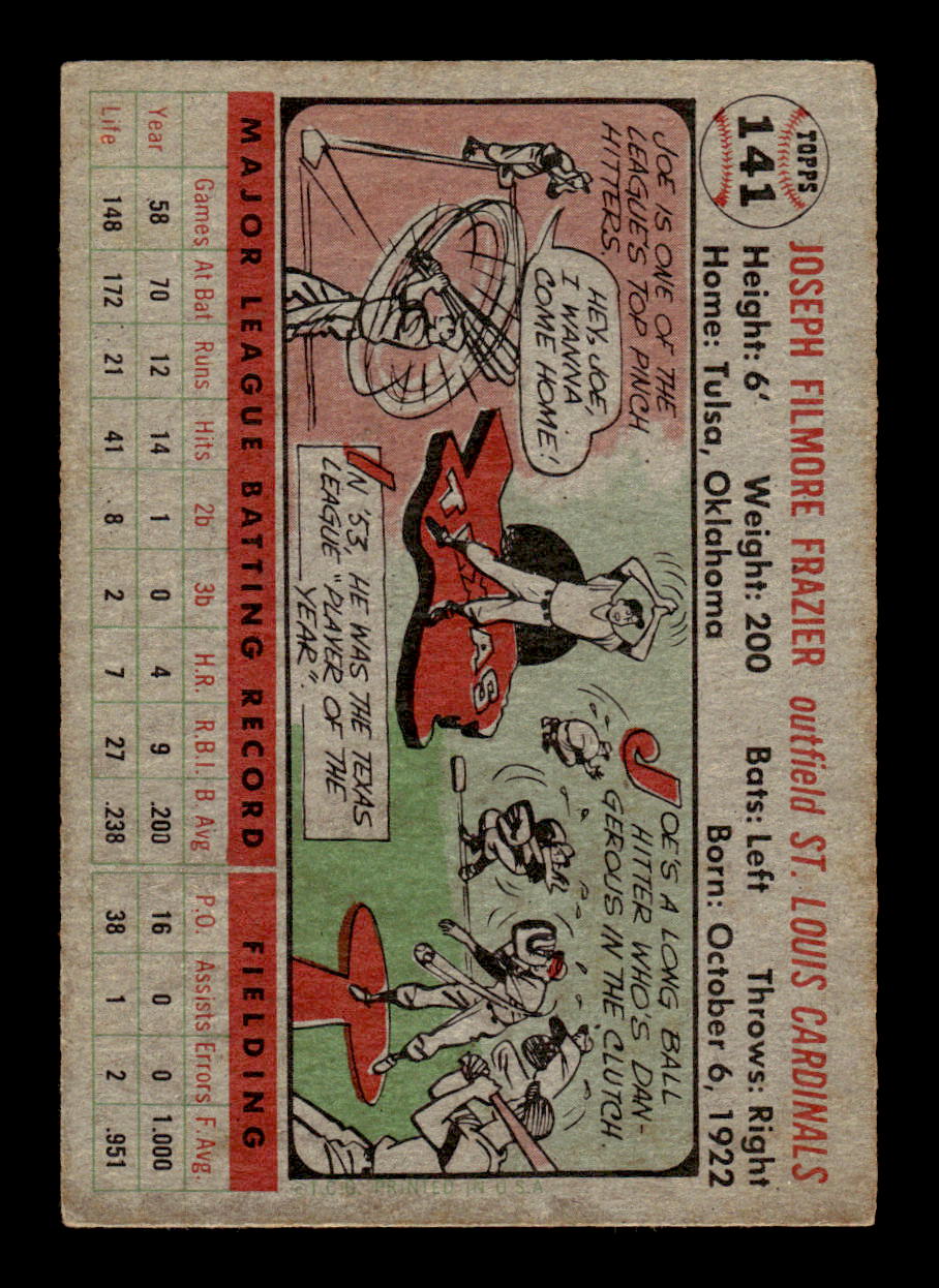 1956 Topps #141 Joe Frazier - St. Louis Cardinals VGEX Gray Back