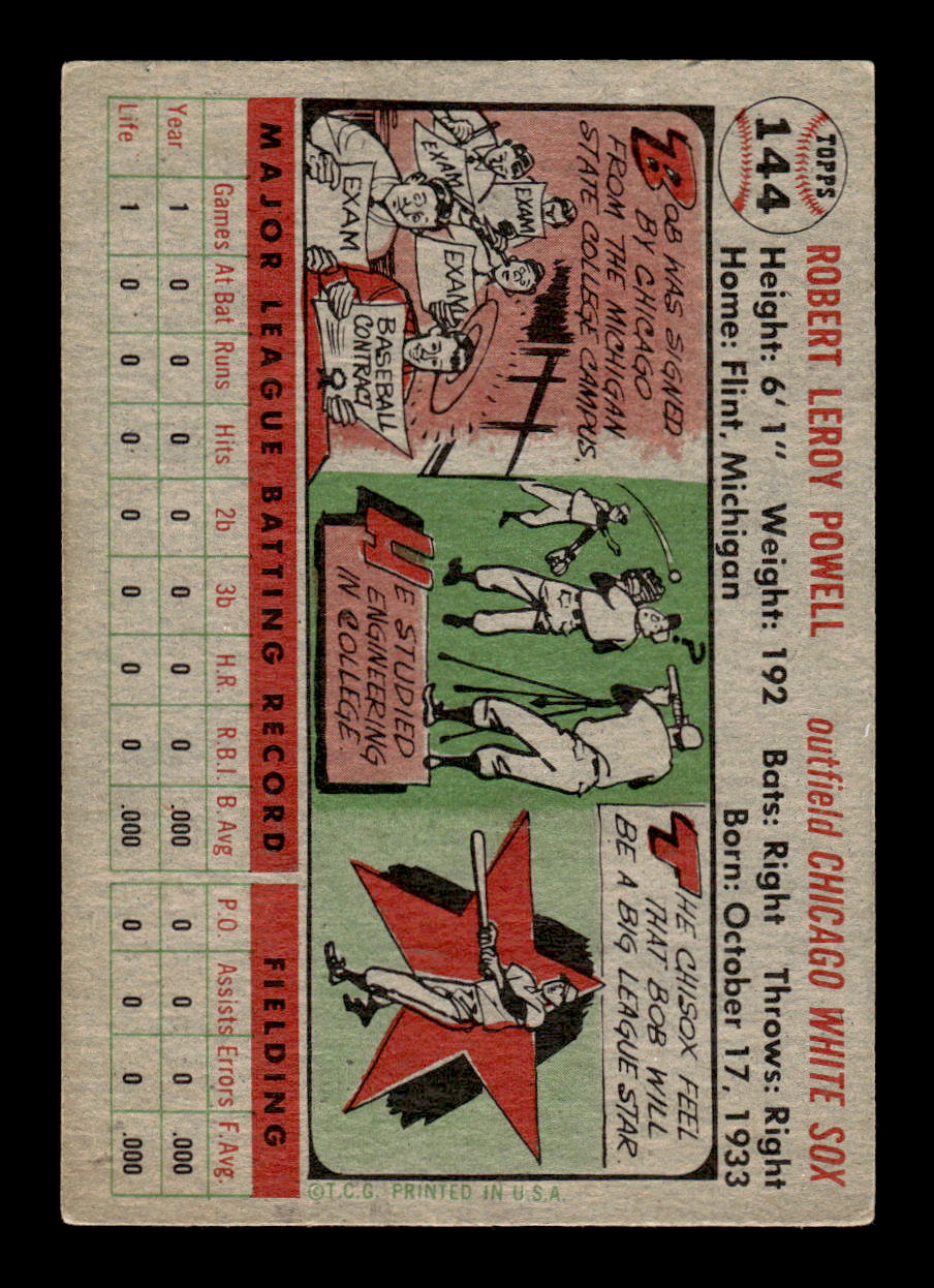 1956 Topps #144 Leroy Powell  - Chicago White Sox RC VGEX Gray Back