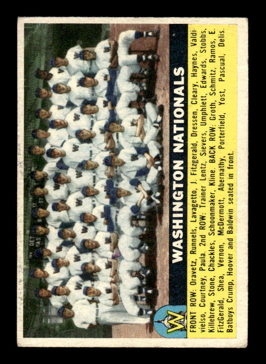 1956 Topps #146 Washington Nationals Team EX Gray Back Killebrew