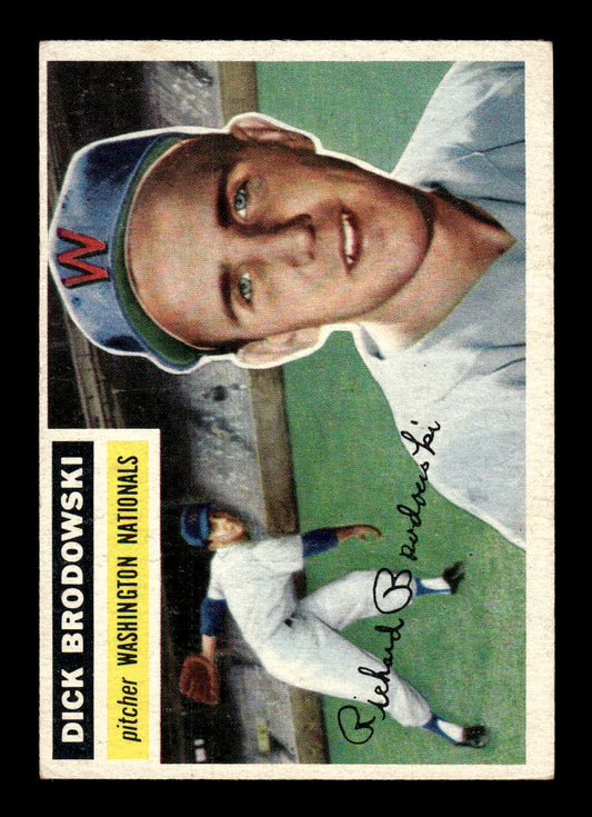 1956 Topps #157 Dick Brodowski - Washington Senators VGEX Gray Back