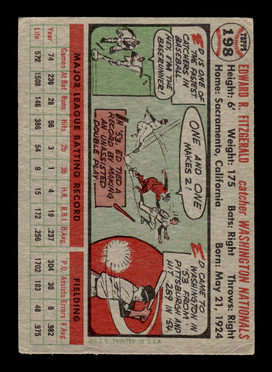 1956 Topps #198 Ed FitzGerald - Washington Senators VGEX