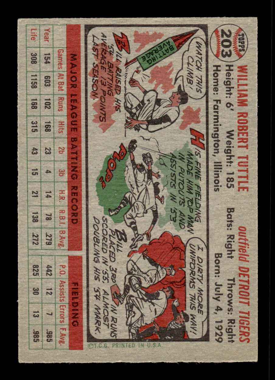 1956 Topps #203 Bill Tuttle - Detroit Tigers VGEX