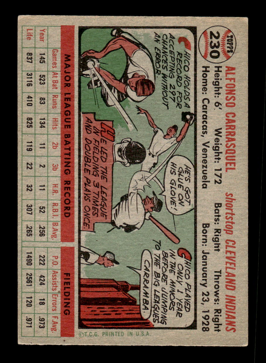 1956 Topps #230 Chico Carrasquel - Cleveland Indians EX
