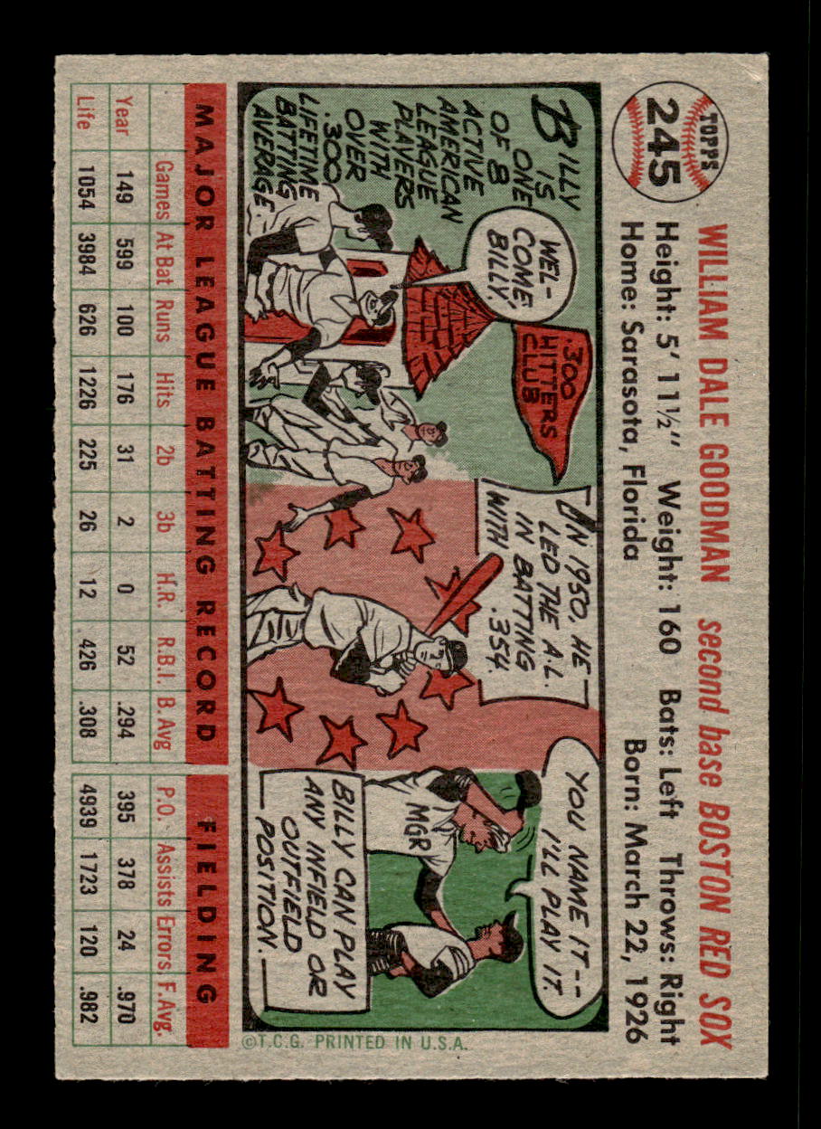 1956 Topps #245 Billy Goodman - Boston Red Sox EX