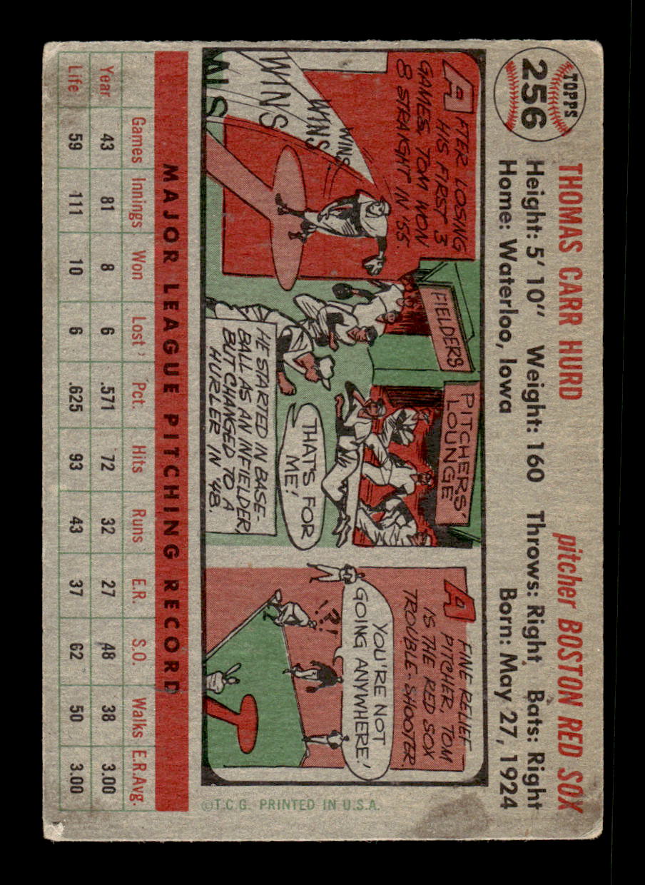 1956 Topps #256 Tom Hurd - Boston Red Sox G/VG