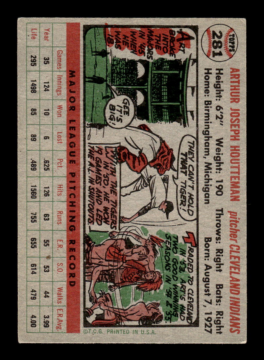 1956 Topps #281 Art Houtteman - Cleveland Indians VGEX