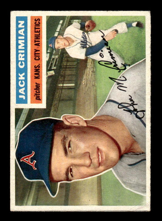 1956 Topps #319 Jack Crimian - Kansas City Athletics RC VG
