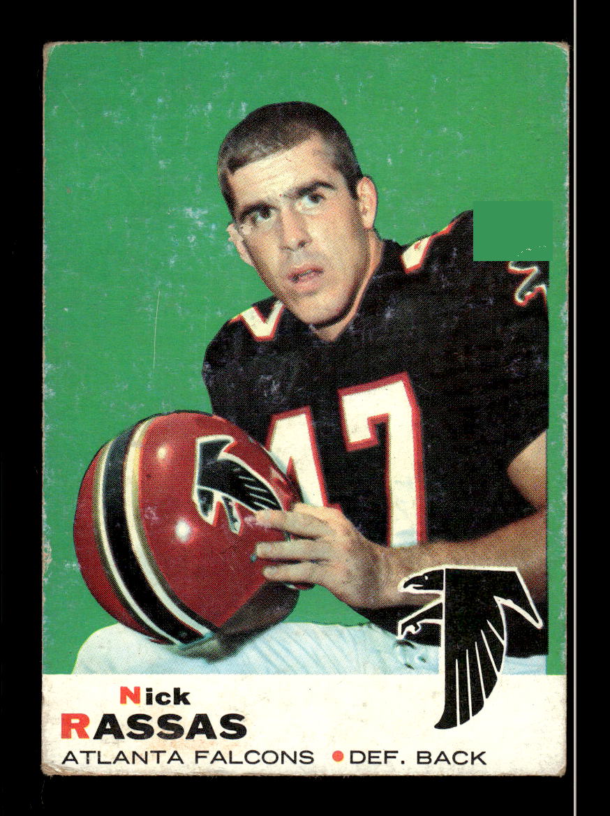 1969 Topps #71 Nick Rassas ---- Scratch and Dent Bin Card